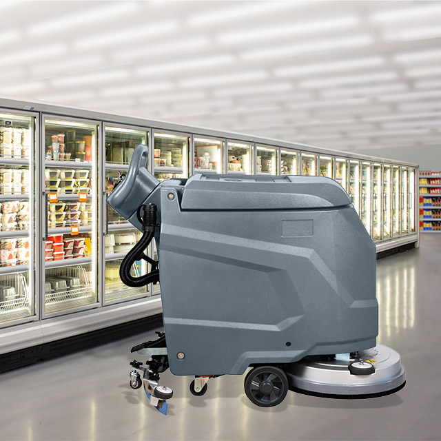 M&aacute;quina de limpieza industrial con bater&iacute;a KUER D3, fregadora el&eacute;ctrica de un solo disco para pisos