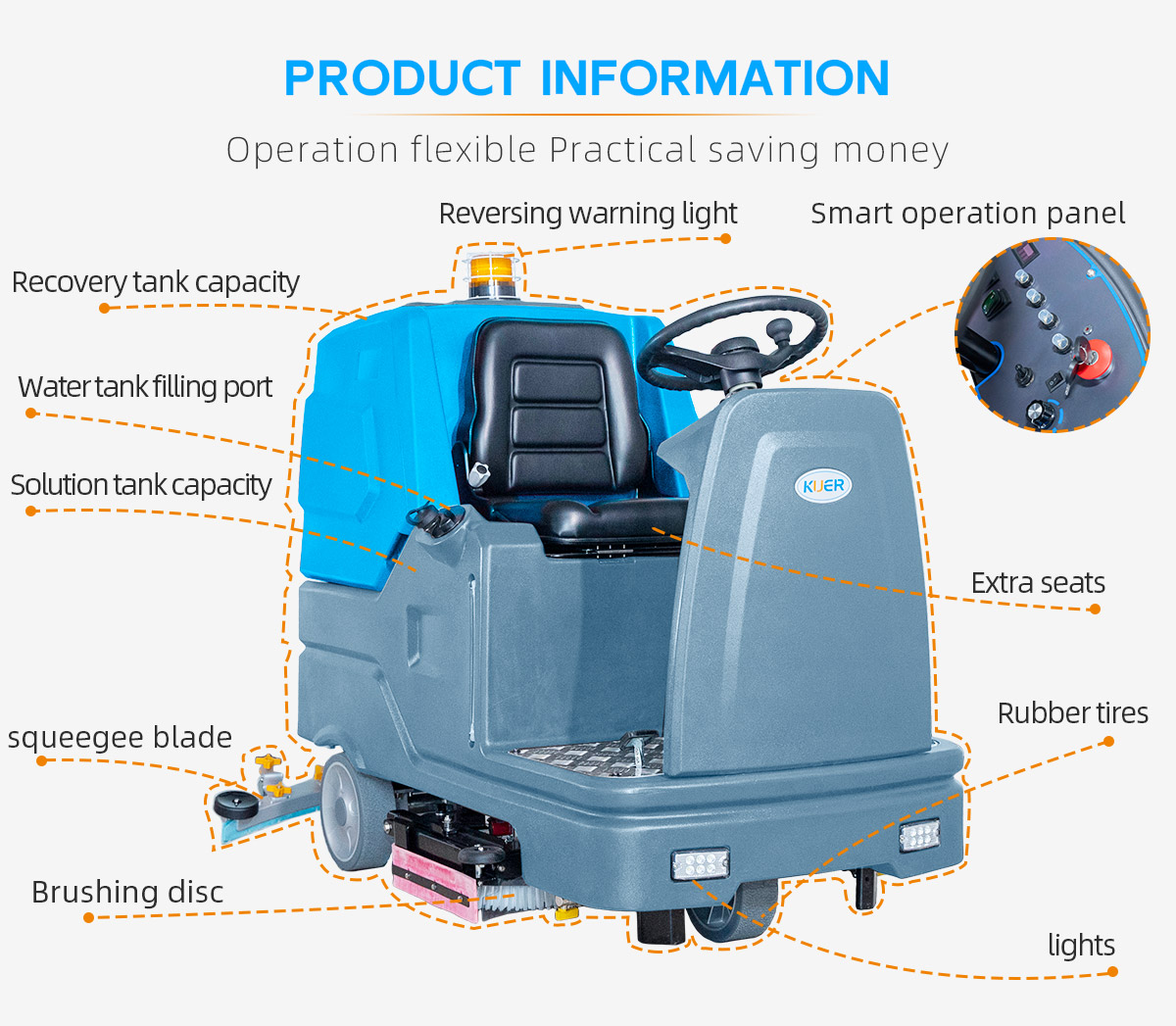 KUER-H150 ride on floor cleaning machine product information
