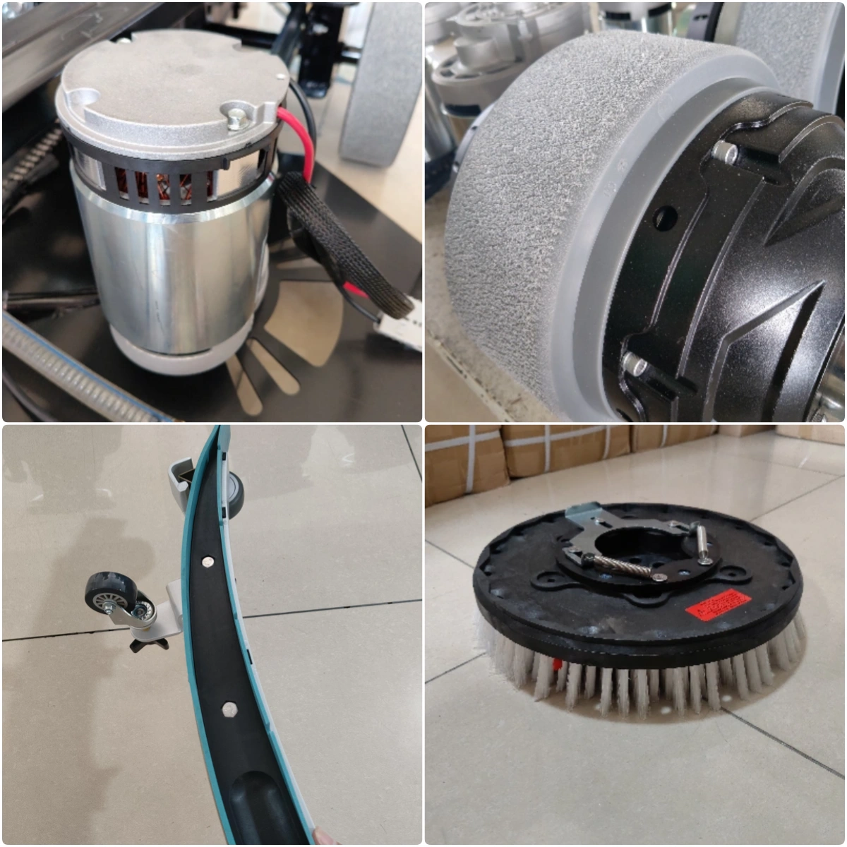 What spare parts does a floor scrubber usually have?