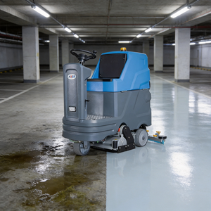 KUER G650 Ride-On Floor Scrubber in Parking Garage