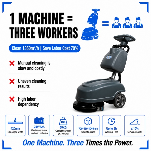 KUER-XS15D walk behind floor scrubber